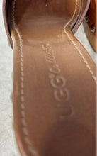 Load image into Gallery viewer, UGG Womens Brown Beige Block Leather Open Toe Studded Heel Slide Sandals Sz 7.5B
