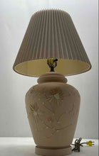 Load image into Gallery viewer, Beige Embossed Floral Pattern Table Lighting Chinoiserie Ceramic Lamp