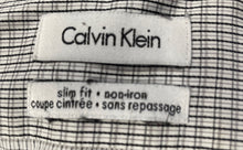 Load image into Gallery viewer, Calvin Klein Mens Gray Plaid Collared Non-Iron Slim Fit Dress Shirt Sz 16 34-35