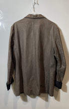 Load image into Gallery viewer, DDC Lab Mens Brown Leather Long Sleeve Notch Lapel Two-Button Blazer Size Large