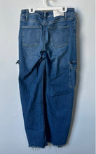 Load image into Gallery viewer, Express Womens Blue Denim Cargo Pockets Raw Hem Straight Leg Jeans Size 0R