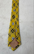 Load image into Gallery viewer, Laurant Benon Mens Yellow Geometric Floral Silk Keeper Loop Pointed Tie
