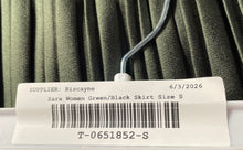 Load image into Gallery viewer, Zara Womens Green Black Striped Elastic Waist Pull-On Midi Pleated Skirt Size S