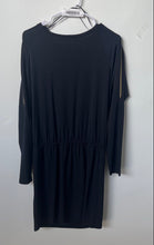 Load image into Gallery viewer, Michael Kors Womens Dark Blue Long Sleeve Shoulder Zip Shift Dress Size M