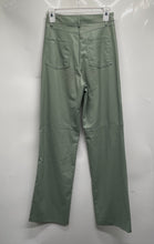 Load image into Gallery viewer, Zara Womens Green Faux Leather Flat Front Pockets Wide-Leg Dress Pants Size XS