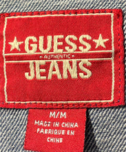 Load image into Gallery viewer, Guess Womens Blue Cotton Long Sleeve Collared Pockets Denim Jacket Size M