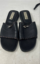 Load image into Gallery viewer, Brighton Womens Black Leather Whipstitch Open Toe Slip-On Slide Sandals Size 9
