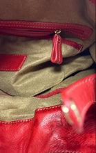 Load image into Gallery viewer, Liz Claiborne Womens Red Leather Inner Pockets Double Handle Shoulder Bag
