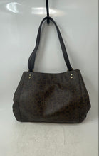 Load image into Gallery viewer, Calvin Klein Womens Brown Monogram Faux Leather Double Handle Shoulder Bag