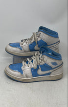 Load image into Gallery viewer, Nike Boys Air Jordan 1 Mid SE White Blue Mid Top Lace-Up Sneaker Shoes Size 6.5Y