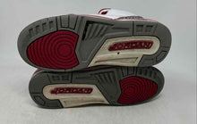 Load image into Gallery viewer, Nike Kids Air Jordan 3 Retro White Gray Red Sneaker Shoes Size 6Y No Laces
