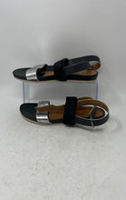 Load image into Gallery viewer, Trask Womens Black Silver Leather Open Toe Flat Slingback Sandals Size 7.5M