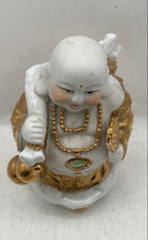 Load image into Gallery viewer, Vintage Porcelain Hand Painted Gold Gilt Chinese Happy Buddha Statue Figurine