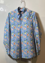 Load image into Gallery viewer, Club Room Mens Blue Floral Collared Long Sleeve Dress Shirt Size Small