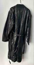 Load image into Gallery viewer, Oscar Armanno Collection Mens Black Leather Long Sleeve Trench Coat Size L