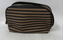 Load image into Gallery viewer, Adrienne Vittadini Womens Saratoga Brown Black Double Top Zip Cosmetic Handbag