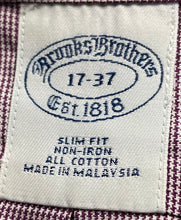 Load image into Gallery viewer, Brooks Brothers Mens Purple Cotton Slim Fit Non-Iron Dress Shirt Size 17-37