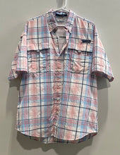 Load image into Gallery viewer, Columbia Mens PFG Super Bahama Pink Multi Plaid Short Sleeve Button-Up Shirt M