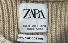 Load image into Gallery viewer, Zara Womens Beige Cotton Long Sleeve Crew Neck Pullover Sweater Size S