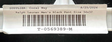 Load image into Gallery viewer, Lauren Ralph Lauren Mens Black Flat Front Straight Leg Dress Pants Size 34x32