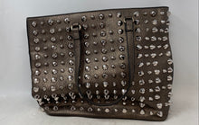 Load image into Gallery viewer, Traci Lynn Womens Brown Color Studded Double Handle Shoulder Tote Bag