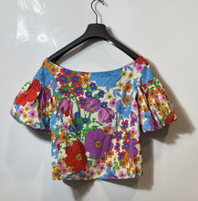 Load image into Gallery viewer, H&M Womens Multicolor Floral Print Puff Sleeve Off-The-Shoulder Blouse Top Sz 8