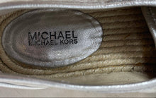 Load image into Gallery viewer, Michael Kors Womens Silver-Tone Leather Lace-Up Flat Espadrille Shoes Size 7M