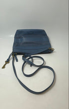 Load image into Gallery viewer, Fossil Womens Blue Leather Detachable Shoulder Strap Zip Top Lined Crossbody Bag