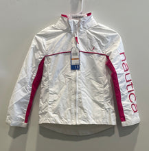 Load image into Gallery viewer, Nautica Girls White Pink Long Sleeve Full-Zip Windbreaker Jacket Size S 7 w/ Tag