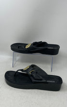 Load image into Gallery viewer, Aerothotic Womens Hazel Black Leather Slip-On Platform Thong Sandals Size EUR 40
