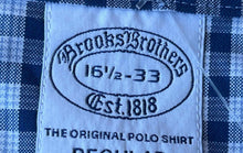 Load image into Gallery viewer, Brooks Brothers Mens White Blue Plaid Long Sleeve Collared Dress Shirt Size 16.5