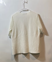 Load image into Gallery viewer, DKNY Womens Off-White Short Sleeve V-Neck Front Zip Knitted Blouse Top Size XL