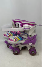 Load image into Gallery viewer, Sports Kids Purple White Light-Up Wheels Adjustable Roller Skates Size 31-34