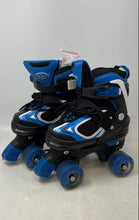 Load image into Gallery viewer, Nattork Unisex Kids Black Blue 4 Wheel Adjustable Roller Skates Size S 10C-13C