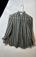 Load image into Gallery viewer, Express Womens Multicolor Striped Long Sleeve Slim Fit Button-Up Shirt Size M
