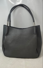 Load image into Gallery viewer, Alfani Womens Gray Leather Inner Pockets Bottom Studs Double Handle Tote Handbag