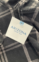 Load image into Gallery viewer, Arizona Jean Co Mens Black Plaid Long Sleeve Hooded Shirt Jacket Size L With Tag