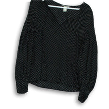 Load image into Gallery viewer, H&M Womens Black White Polka Dot V-Neck Balloon Sleeve Blouse Top Size 6