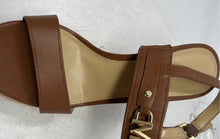 Load image into Gallery viewer, Michael Kors Womens Farrah Brown Leather Wedge Espadrille Sandals Size 7.5M