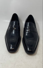 Load image into Gallery viewer, A-Zaro Mens Black Leather Slip-On Almond Toe Penny Loafer Shoes Size EUR 42