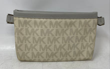 Load image into Gallery viewer, Michael Kors Womens Beige Gray Monogram Leather Trim Zipper Fanny Pack Belt Bag