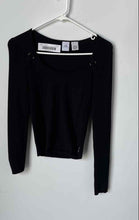 Load image into Gallery viewer, Armani Exchange Womens Black Long Sleeve Pullover Cropped Blouse Top Size S