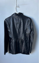Load image into Gallery viewer, Cassino Womens Black Genuine Leather Long Sleeve 2-Button Blazer Size M