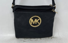 Load image into Gallery viewer, Michael Kors Womens Fulton Black Gold Leather Adjustable Strap Crossbody Bag