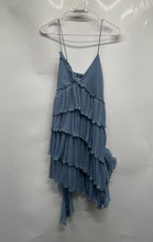 Load image into Gallery viewer, Zara Womens Blue Sleeveless Ruffle Pleated Asymmetric Tiered Mini Dress Size M