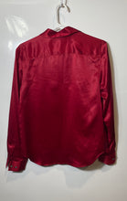 Load image into Gallery viewer, Ann Taylor Womens Red Silk Long Sleeve Collared Button-Up Shirt Size 4