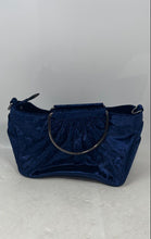 Load image into Gallery viewer, Studio 33 Womens Blue Velvet Double Handle Pockets Zip Top Lined Satchel Handbag