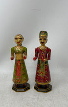 Load image into Gallery viewer, Set Of 2 Pcs Multicolor Wooden Royal Couple Isar & Gauri Gangaur Figurines