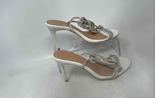 Load image into Gallery viewer, Inpaca Womens Silver Faux Leather Open Toe Stiletto Heels Slide Sandal Sz EUR 39