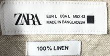 Load image into Gallery viewer, Zara Mens Light Taupe Linen Short Sleeve Regular Fit Button-Up Shirt Size L